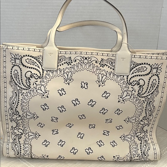 Tory Burch- Ella Printed Leather Tote in Ivory Americana Bandana, EUC - Picture 10 of 17